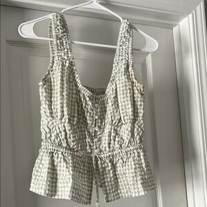 Guess Green and White Gingham Tank Top